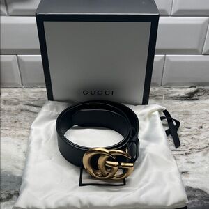 Gucci Black Marmont Wide Belt